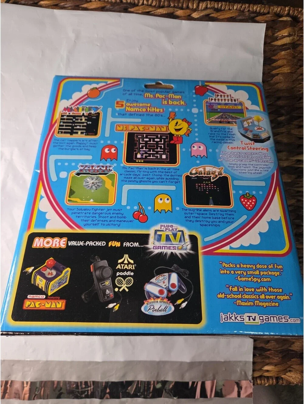 2004 Jakks Pacific Namco Ms. Pac-Man Plug & Play 5-in-1 TV Games NEW  Read Descr